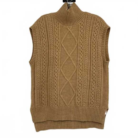 Vero Moda Sweaters - Vero Moda Tan Cable Knit Mock Neck Sweater Vest | Women’s S